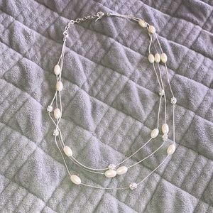 Faux Pearl and CZ necklace